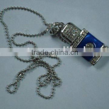 crystal/diamond lock shape usb flash drive with chain