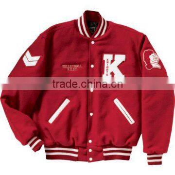 Varsity/Letterman/College Jacket Red/White made of Melton Wool