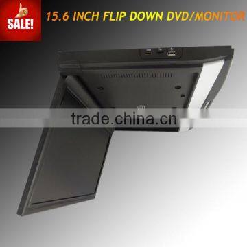 15 Inch Super Slim High Resolution Car Flip Down Roof Mount Overhead Monitor With Ir fm usb sd hdmi tv 1080p