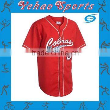 Full button polyester jersey sublimation baseball jersey for red color