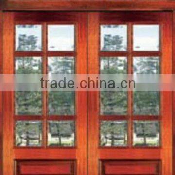 Double Glazed Teak Wood Designer Entry Doors With Transom DJ-S9184HS