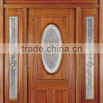 Oval Glass Wooden Door Designs For Home With Side Lite Transom DJ-S9312STHS-3