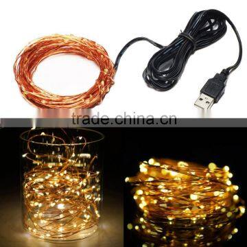 5V USB Operated 33FT 10Meter 100led Christmas Decorative Lights For Weddings LED Copper Wire String Fairy Lights Lamp