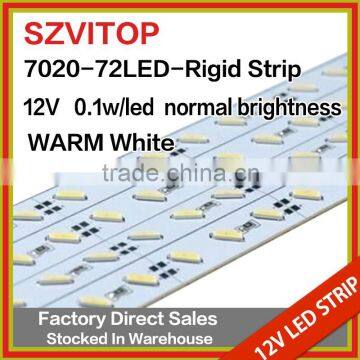 SV Dc 12V LED STRIP Super Bright 7020 72LEDs Rigid Strip Warm White Light Non-waterproof 12mm Width PCB 7.2W