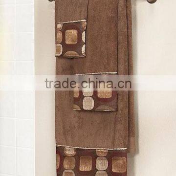 100 percent Chocolate Bronze Brown Geometric Circle Square Bath Towel