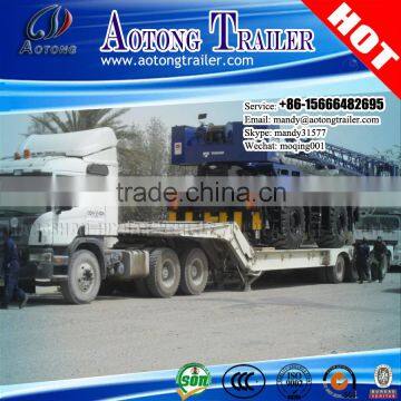 80 Tons Low Bed Semi Trailer With Folding Gooseneck For Saudi Arabia