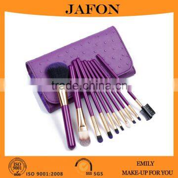 2016 new product 10 pcs purple makeup brush set with frosted ferrule