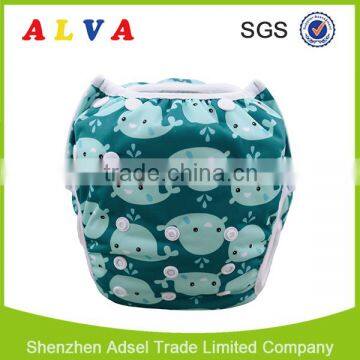 Alva 2016 Whale Pattern Wholesaler of Swim Nappies Baby Swimming Diapers