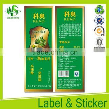 Lable for bottle Olive Oil bottle sticker fire resistant label