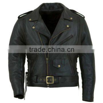 Mens Vented Leather Classic Motorcycle Jacket