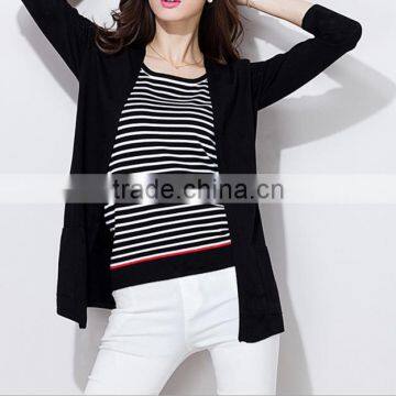 New Trendy Lady Fashion Elegant Open-front Knit Cardigan Sweater With Pockets photo-2