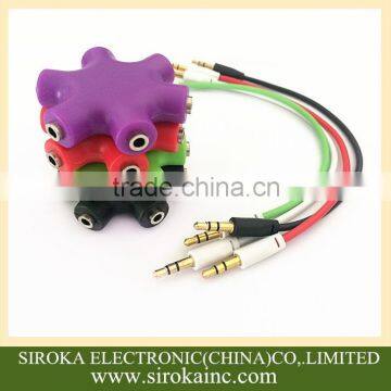 Customized colors 3.5mm 1 Male to 2 3 4 5 Female earphone jack adapter for iPhone Samsung series cellphone