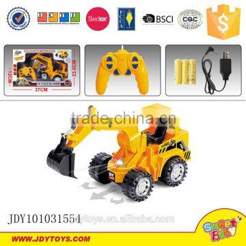 Latest products 6 function rc tuck toy excavator with flash light