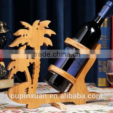 Folding coconut palm shaped Wine carrier , Promotion bamboo wine rack