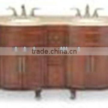 Travertine top Antique double sink wooden vanity top with Baltic Brown/Classic solid wood bathroom vanity or cabinet