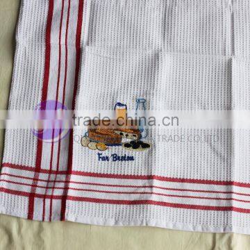 Cheap White Embroidered Waffle White 100% Cotton Flour Sack Towel photo-4