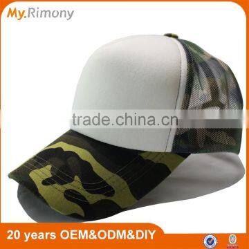 100 Polyester Foam White and Camo Trucker Cap With Camo Mesh From Myrimony