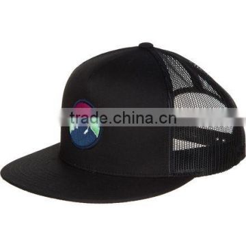 2015 Popular 5 Panel Cap Flat Bill Cap Custom Embroidered Mesh Trucker Hat