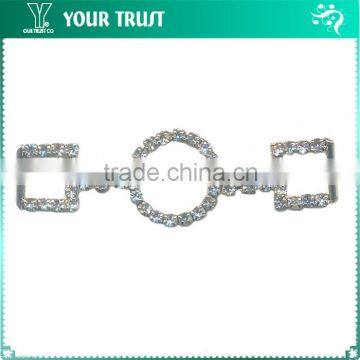 2MM Crystal Rhinestone Chain Round Square Rhodium Metal Belt Buckle