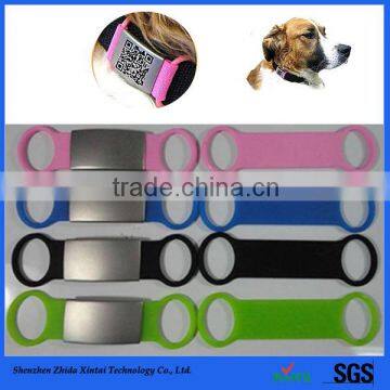 silicone band with laser QR code stainless steel dog tag