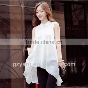 Loose irregular fold splicing chiffon unlined upper garment