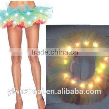 Sexy Womens Rainbow Neon LED Light Up Tutu Petticoat Crinoline Skirt Show Corset