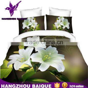 Wholesale Polyester White Florals 3D Duvet Cover Set