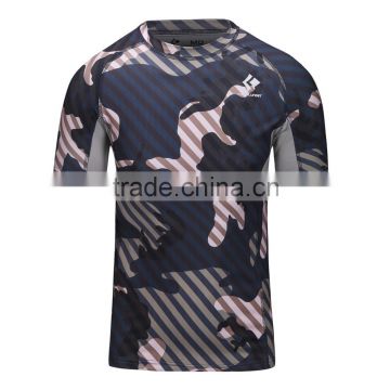 Latest Wear Designs Men Custom T-shirt Sports Wear Quick-drying Running Camo Tshirt Round Neck Short Sleeve Tops for Men photo-2