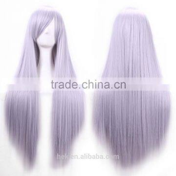 Cosplay Wig Oblique Bangs Long Straight Human Wigs 80cm 32 Inch Costume Party Synthetic Hair Wig photo-2