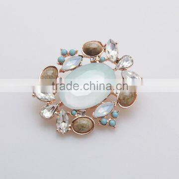 New Fashion Women Natural Stone Brooch Pins With Crystal Brooches Pendant photo-4