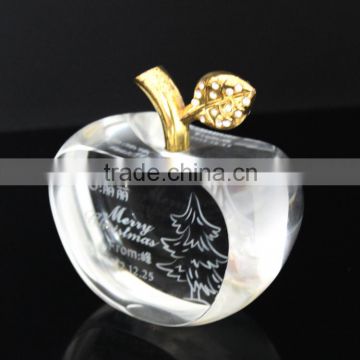 3d laser engraved crystal craft apple