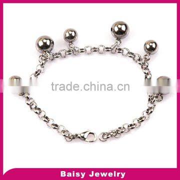 new design popular fashion small bell stainless steel charm bracelets for women