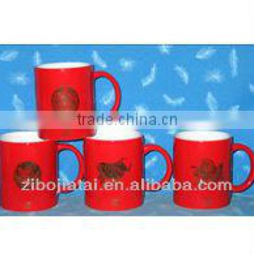 Red Glazed Ceramic Promotional Mug with Logo Printing