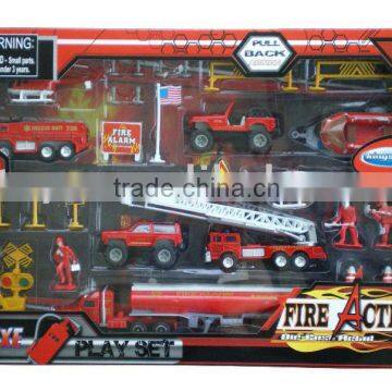 Diecast, metal,alloy deluxe fire action play set toy with en71 7728F-3