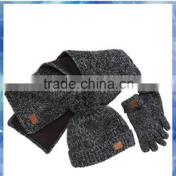 boys space dye knitted hat gloves scarf set with fleece lining