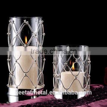 Metal Hurricane Candle Holder With Clear Glass in Defferent Color