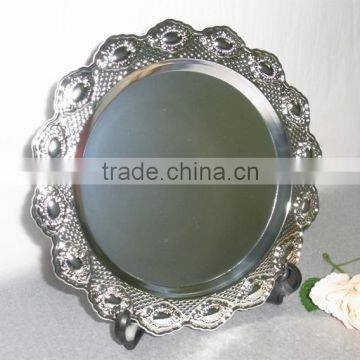 Round Plate Modern Design Silver Platter Metal Plate Serve up Entertaining Breakfast Collect Mails for Hotel Household photo-3