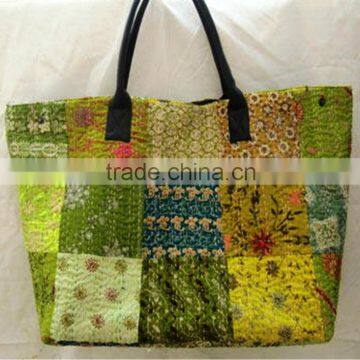 KANTHA FABRIC PATCHWORK TOTE BAG, KANTHA QUILTED BAG,SHOULDER BAG