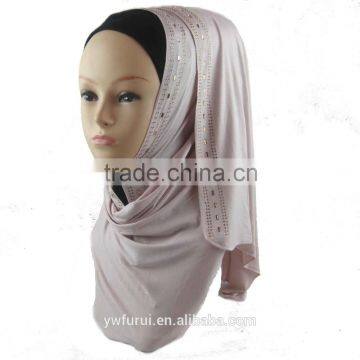 Yiwu cotton jersey hijab scarf with beautiful rhinestones