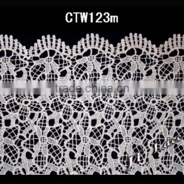 elegant embroidery lace curtain fabric for upholsteryCTW123m