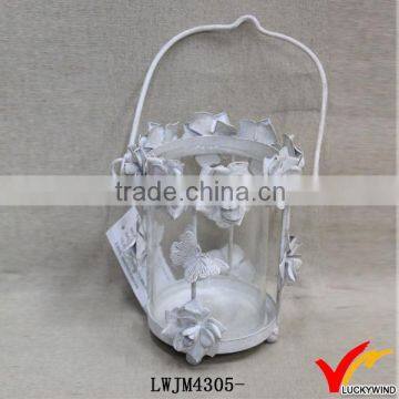 white metal combine glass home goods crystal candle holder