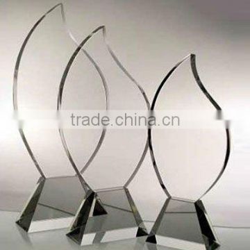 crystal blank flame trophy award for custom engraving