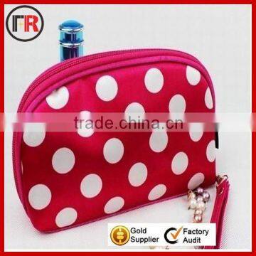 hot selling polka dot pattern satin cosmetic bag wholesale