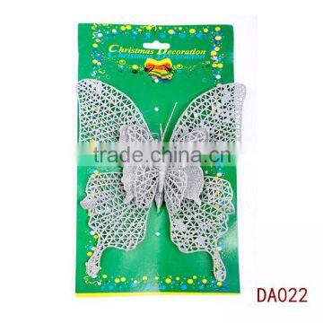 Single loaded large silver butterfly christmas decorations sale