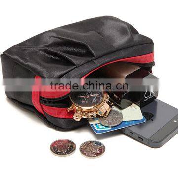 Fashion Black Satin Portable Travel Pouch Toilet Bag Functional Cosmetic Bag