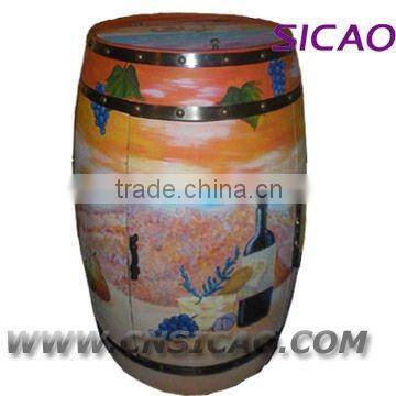 Wood Wine Barrel Refrigerator, LED Wine Barrel Fridge Energy Drink