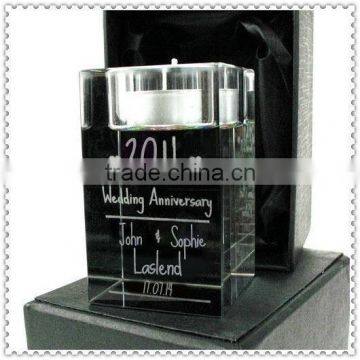 Engraved Anniversary Crystal Candle Holder for Wedding Favor