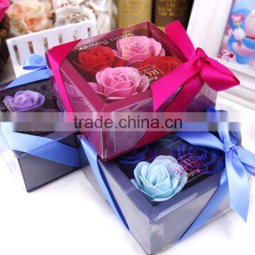 Luxury paper box with clear plastic window flower packaging box