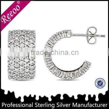 2014 micro pave setting silver stud earring