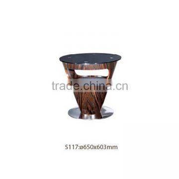 Round Small Glass round Coffee Table Set Wood Furniture